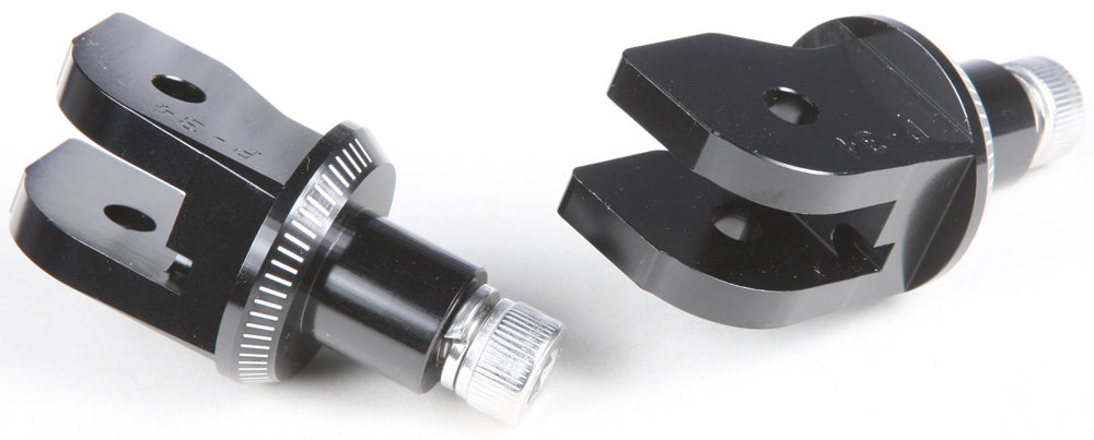 PUIG footpeg adapter for motorcycle foot controls, black metal with mounting hardware visible