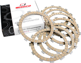 Wiseco clutch friction plates with 8 fiber layers for Honda, Husqvarna, and KTM motorcycles, featuring high-performance design.