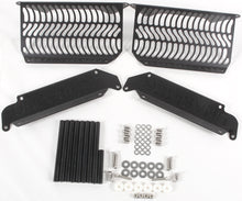 Load image into Gallery viewer, Black Unabiker Radiator Guard for off-road vehicles, showing protective metal mesh design on a motorcycle radiator.