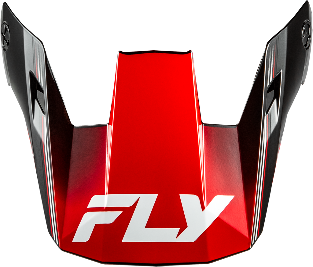 Fly Racing Rayce Repeat helmet visor in black and red, XL size, with aerodynamic design and secure attachment points.