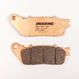 Braking brand sintered sport brake pad set for high-performance braking, shown in a close-up image with metal backing plates