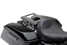 Load image into Gallery viewer, Cobra Detach Solo Tour Pack Mount in black for FLH/FLT motorcycles, shown attached to the bike's body.