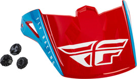Fly Racing Kinetic Straight Edge motorcycle helmet visor in red, white, and blue with clear viewing area.