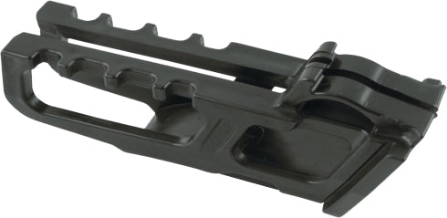 Acerbis black chain guide for motorcycle, featuring durable plastic construction with mounting points visible.