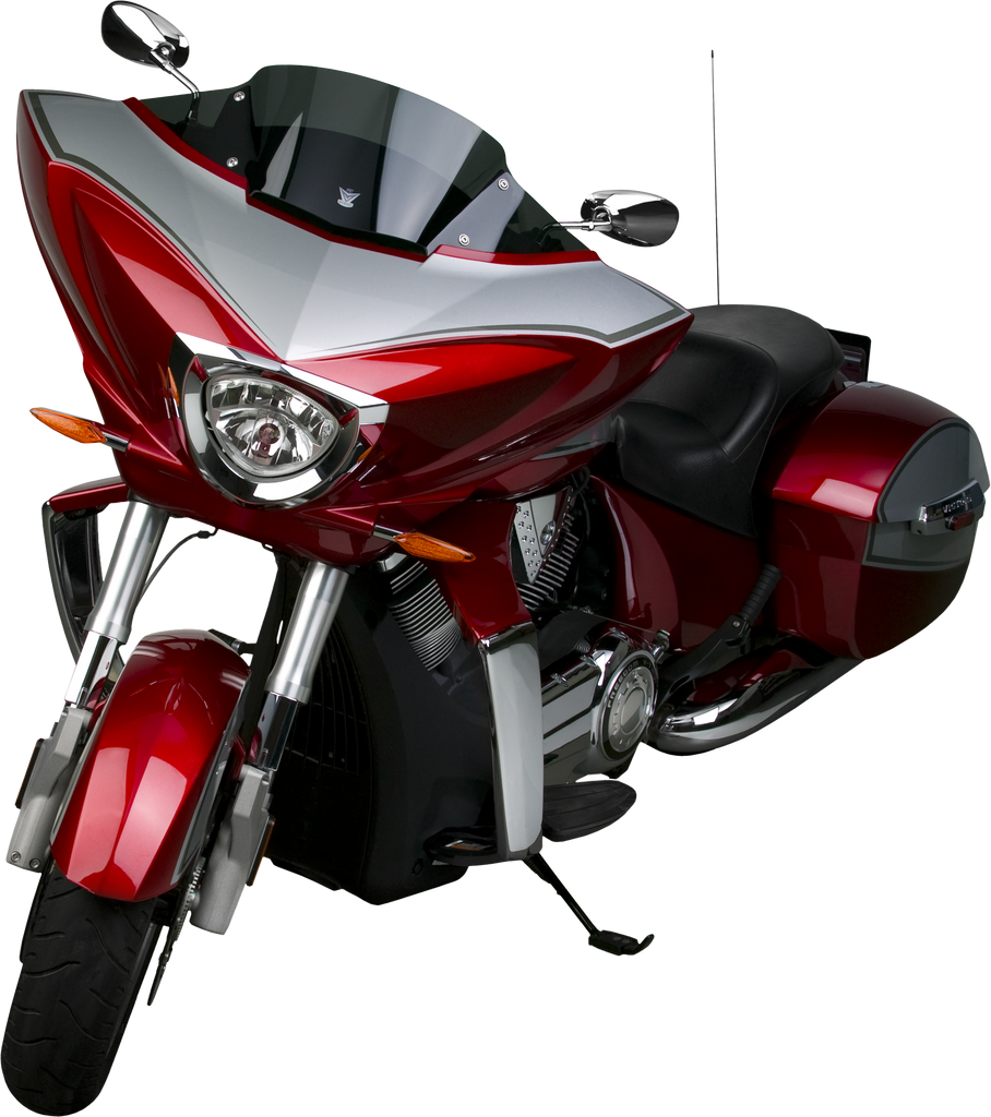 National Cycle V-Stream 8.3-inch dark smoke motorcycle windshield showing tinted, curved windscreen with mounting edges.
