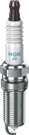 NGK Spark Plug #6205/4 2-LKAR9BI9 showing the metal terminal and ceramic insulator for automotive ignition systems.