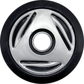 Ppd idler wheel measuring 5.13 inches by 25mm in gray, designed for use with Ppd wheels and machinery.