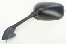 Load image into Gallery viewer, Black Emgo motorcycle mirror left side with reflective glass and mounting arm, designed for Yamaha models.