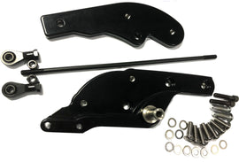 Black HardDrive Forward Control Extension Kit for Softail 18-25, drive system upgrade, shown installed on motorcycle.