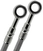 GBRAKES steel front brake line for Kawasaki, showcasing the durable metal braided brake hose with fittings for reliable stopping power.