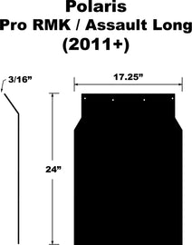 PDP Snowflap body part for Polaris Pro Rmk, Assault, Axys 2011+ snowmobile in black with snowflake design.