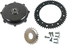 HardDrive black cush drive chain conversion kit for 2017-up Harley FLH and FLT models, includes sprockets and chain components.