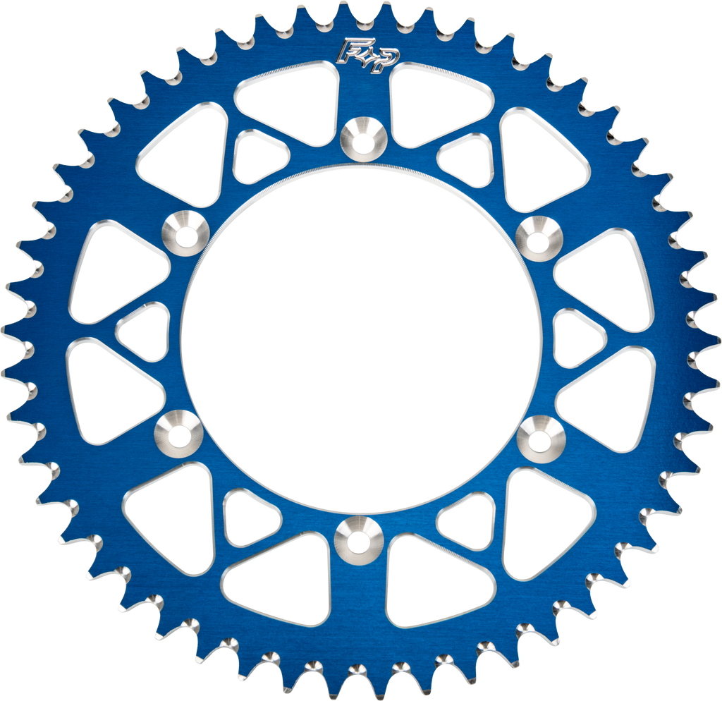 Fire Power 47-tooth aluminum rear sprocket for off-road bikes, blue finish, compatible with 420 chain, durable motorcycle part.