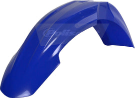 Blue Polisport Plastics front fender for Yamaha YZ250 motorcycle, with design details visible in the image.
