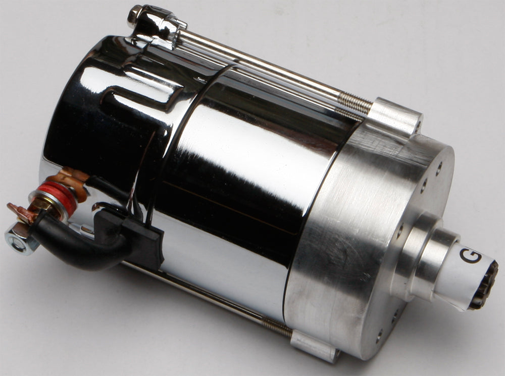 All Balls Big Twin 1.4kW chrome starter for Hitachi 280-1006 motorcycle engine, featuring a durable metal construction.