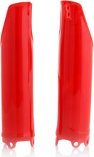 Load image into Gallery viewer, Acerbis red fork guard for motorcycle suspension, featuring durable plastic construction with black mounting brackets.