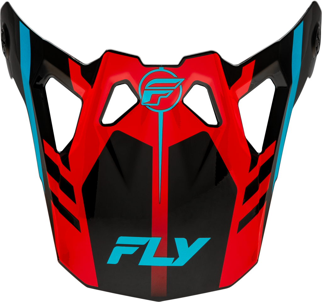 Fly Racing Formula Cp Krypton Visor in red, black, and blue for motorcycle helmets, designed for Fly Racing helmet models.