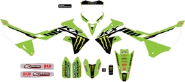 DCOR Kawasaki complete graphic kit with vibrant decals and graphics for motorcycle customization.