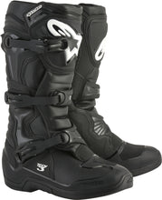 Load image into Gallery viewer, Alpine Star Tech 3 motorcycle boots in black, size 8, featuring protective design and sturdy construction for motorcycling.