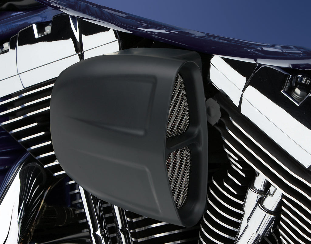 Cobra Powrflo air intake system in black for Harley Softail 2018-2025, shown installed on motorcycle engine