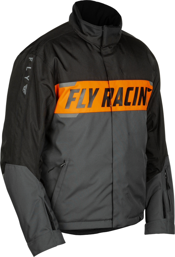 Fly Racing Outpost Jacket in grey and orange, XL size, featuring a stylish, casual design and durable fabric for outdoor wear.