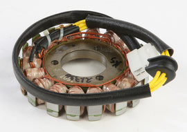 Ricks Motorsport Electric Stator 27-21336 for motorcycle electrical systems, with visible copper wiring and metal mounting points.