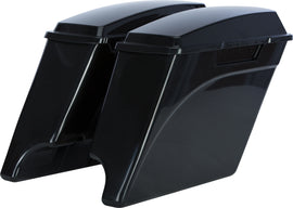 HardDrive luggage with stretched saddle bags and lids, designed for touring motorcycles from 1997 to 2013.