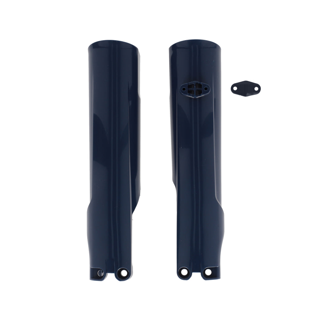 Acerbis blue lower fork cover set for Husqvarna motorcycles, showing the protective body covers with Acerbis branding.
