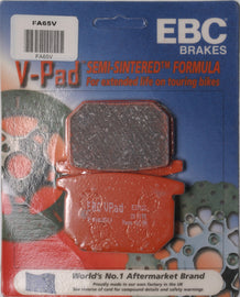 EBC Motorcycle Brakes Fa65v Semi-Sintered V Series brake pads for motorcycles shown in the image.
