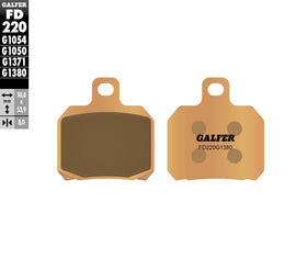 GALFER Sintered Brake Pads FD220G1380 for motorcycle braking system, showing the metallic brake pad with detailed surface texture.