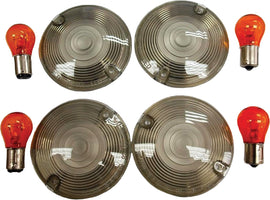 HardDrive smoked turn signal lens kit for flat 820-51052 vehicle, showing a close-up of the black smoked lens.