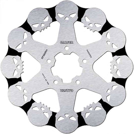 GALFER 11.5-inch solid skull stainless brake rotor for motorcycles, featuring a distinctive skull design and durable construction.