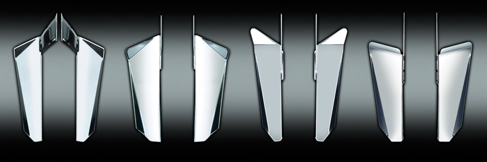 National Cycle Switchblade Chrome Lowers with matching chrome hardware, showcasing the sleek accessories design.