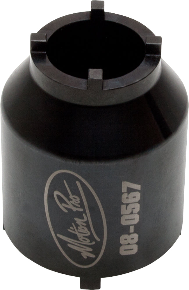 Motion Pro spanner nut socket, 34mm/50mm, 1/2 inch drive, for tools and mechanical work, with a black finish and hex opening.