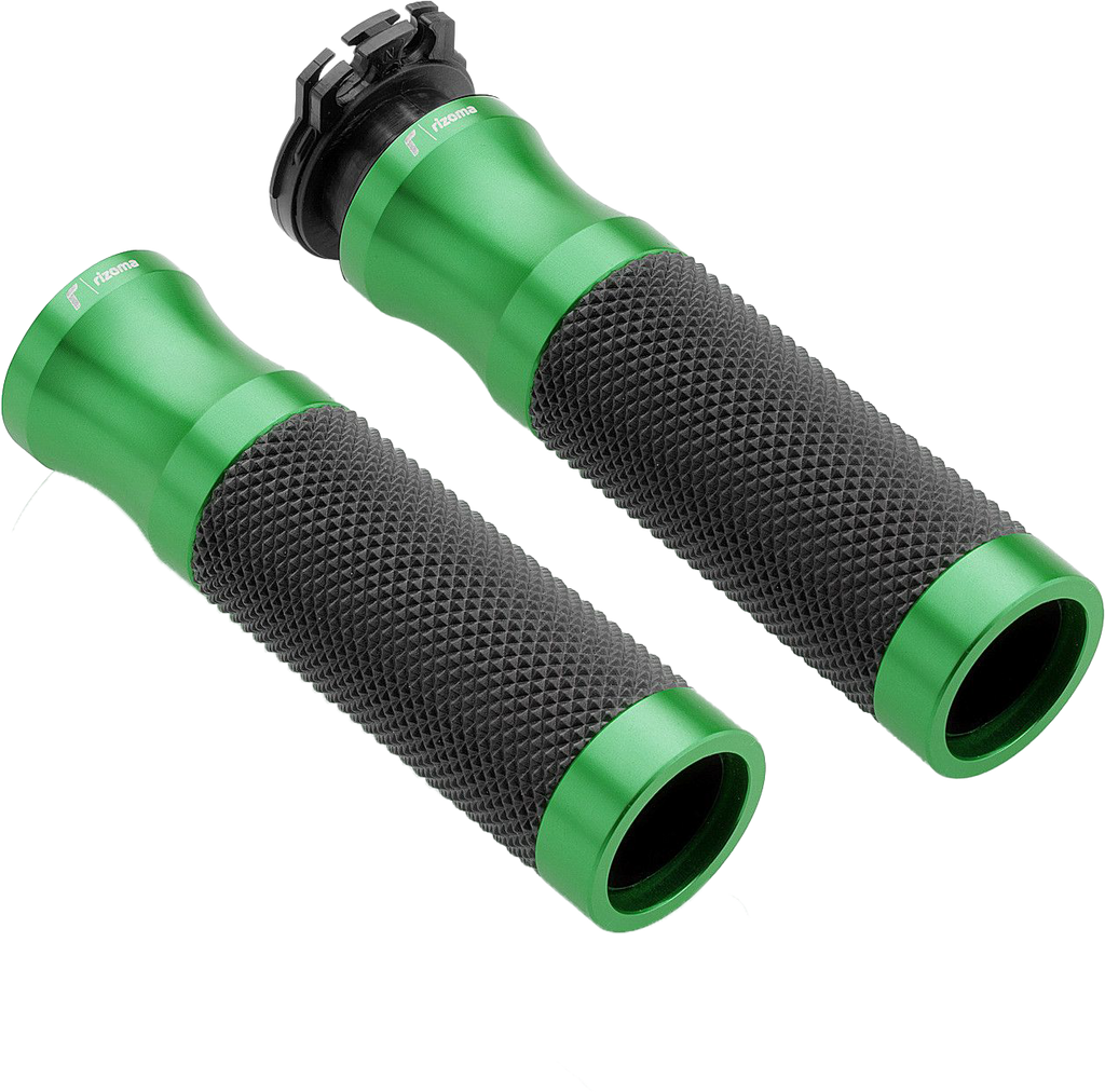 RIZOMA Sport 22mm green motorcycle grips with textured surface for enhanced grip and control.