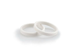 PUIG vintage white frame slider rings for motorcycles, showcasing the sleek design and durable construction.