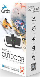 Cardo Systems Palktalk Outdoor single white communication device with audio and visual features, designed for outdoor use.
