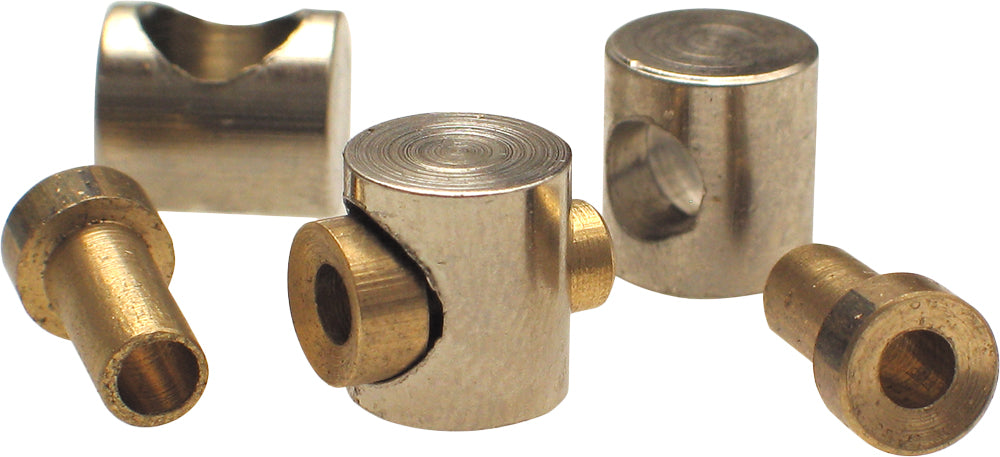 Motion Pro Cable Barrel Fittings 10-pack, durable hardware fasteners shown in the image, used for secure cable connections.