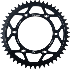 Fire Power steel rear sprocket, 48-tooth, black, for motorcycle, with durable metal construction and gear teeth visible.