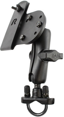 Ram Hand Gun Holster Handlebar Mount accessory with black mounting bracket and adjustable strap for secure attachment to handlebars.