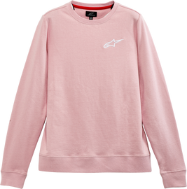 Alpine Star Women's Ageless Chest Crew Fleece in pink, XL, showing the soft fabric and relaxed fit.