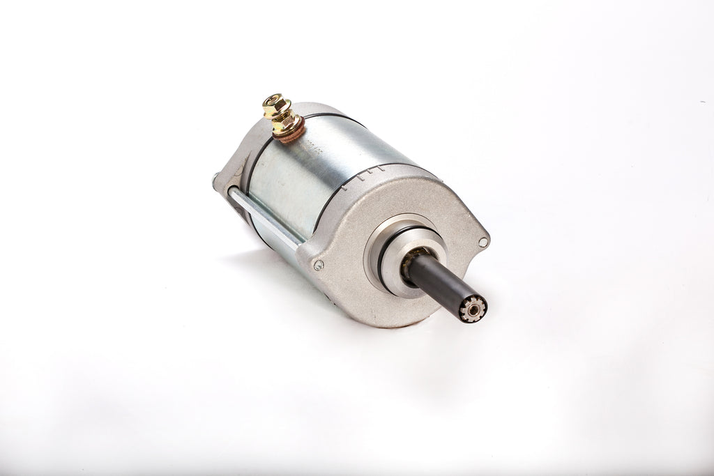 Ricks Motorsport Electric starter motor 27-61321 showing electric starter for motorcycle or vehicle engine, with metal housing and wiring.