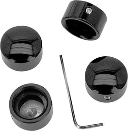 HardDrive black engine head bolt covers set of four, designed for secure and stylish protection of engine bolts.