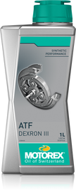 Motorex Atf 3 Dexron III transmission fluid 1L bottle, displayed with six bottles in a case for automotive use.