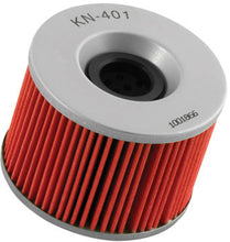 Load image into Gallery viewer, K&amp;N Oil Filter 56-0401, high-performance automotive oil filter with metal end caps and threaded center tube for engine protection.