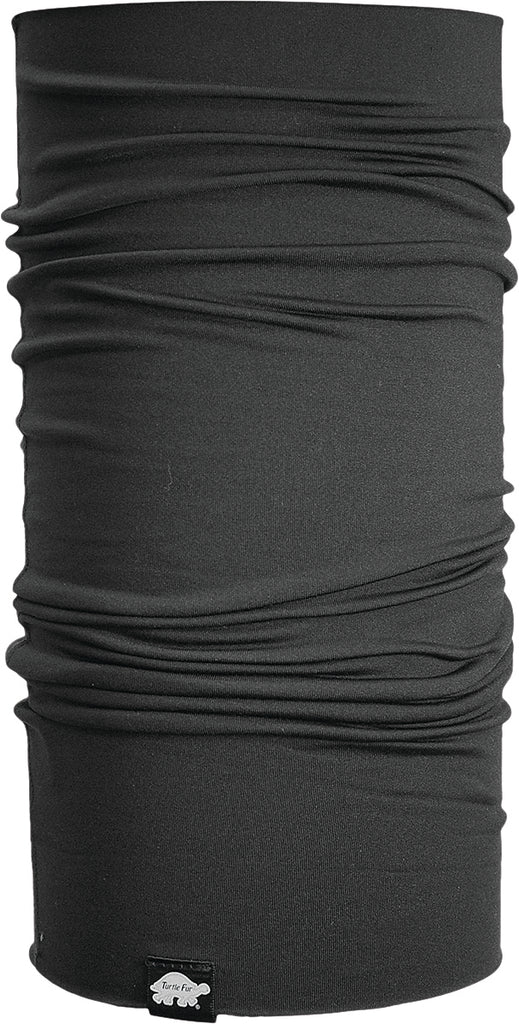 Black Turtle Fur Totally Tubular neck warmer, soft and stretchy fleece fabric, designed for warmth and comfort.