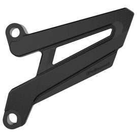 Polisport Plastics black front sprocket protector for Yamaha bikes, part number 64-846811, shown on a motorcycle.