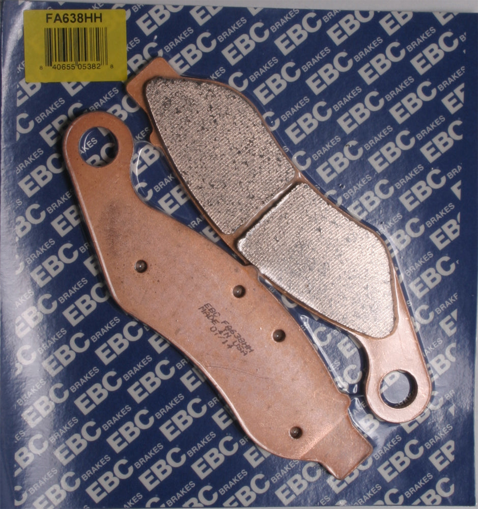 EBC Motorcycle Brakes Fa638hh Double-H Sintered Brake Pads showing metal backing and brake friction material