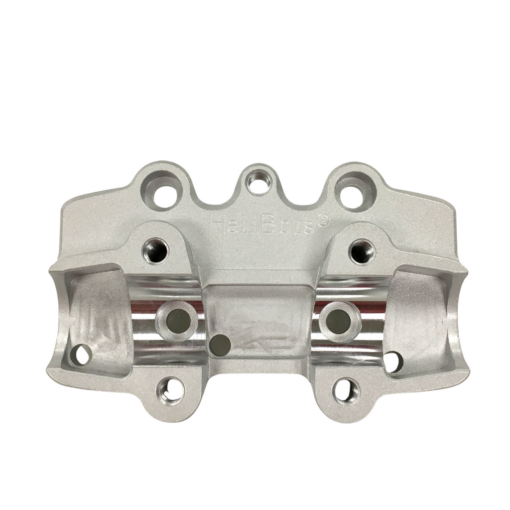 HeliBars Handlebar Risers Tri 281-0024 for motorcycle handlebars, showing the risers with mounting hardware and sleek finish.