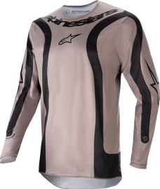 Alpine Star Fluid Lurv Jersey in mud and black, size medium, featuring lightweight fabric and stylish design.